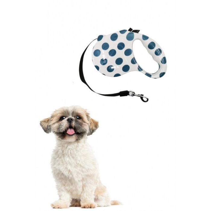 Lesa retractabila PlushLeash Doty®, 5m, design creativ, pentru animalele de companie de talie medie, alb/albastru [5]