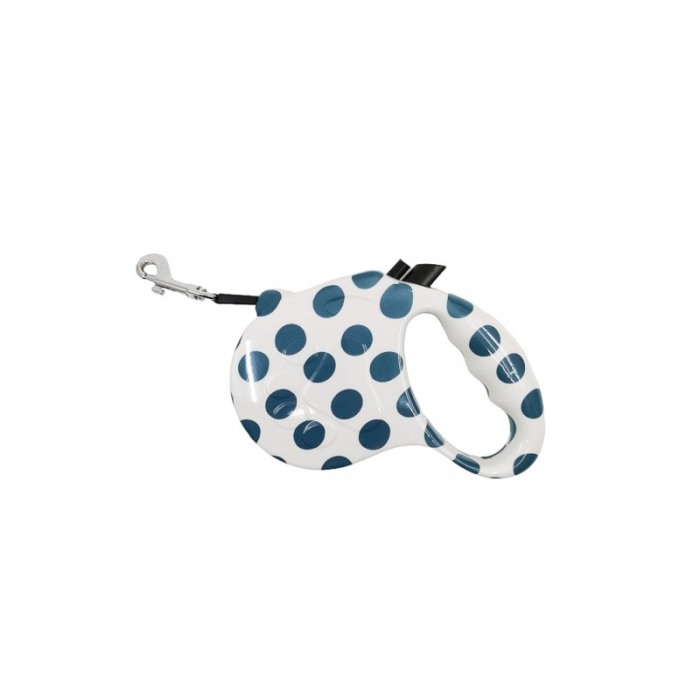 Lesa retractabila PlushLeash Doty®, 5m, design creativ, pentru animalele de companie de talie medie, alb/albastru [6]