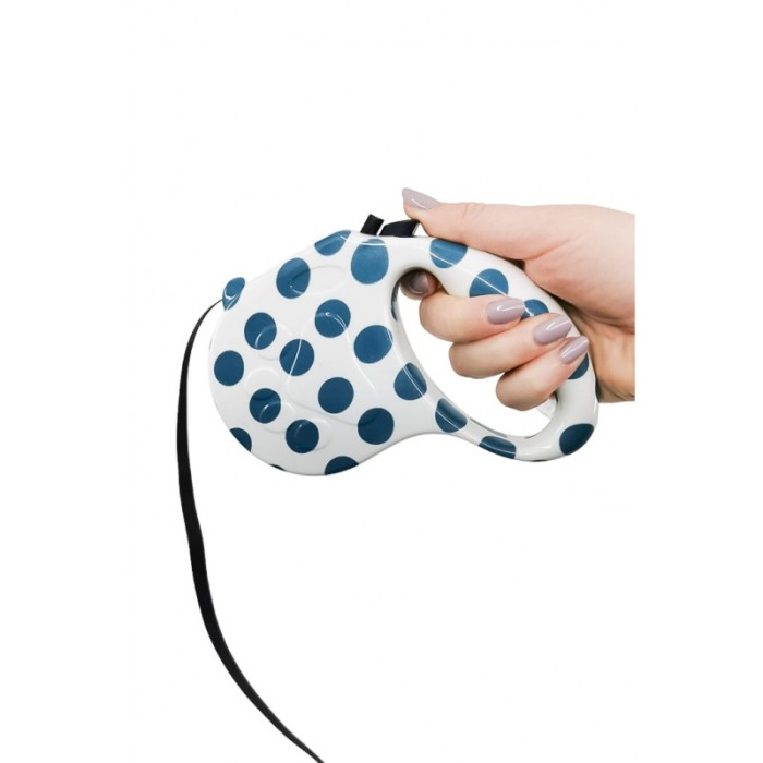 Lesa retractabila PlushLeash Doty®, 5m, design creativ, pentru animalele de companie de talie medie, alb/albastru [3]