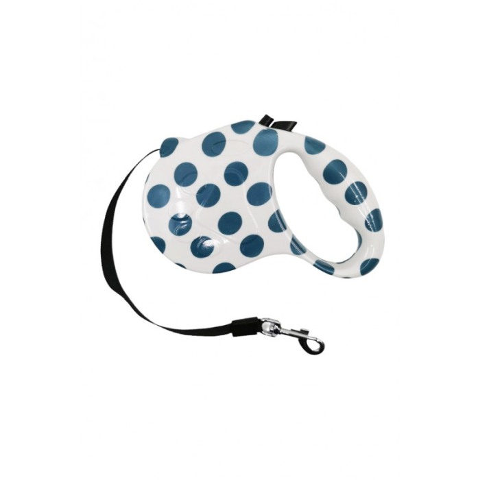 Lesa retractabila PlushLeash Doty®, 5m, design creativ, pentru animalele de companie de talie medie, alb/albastru [2]