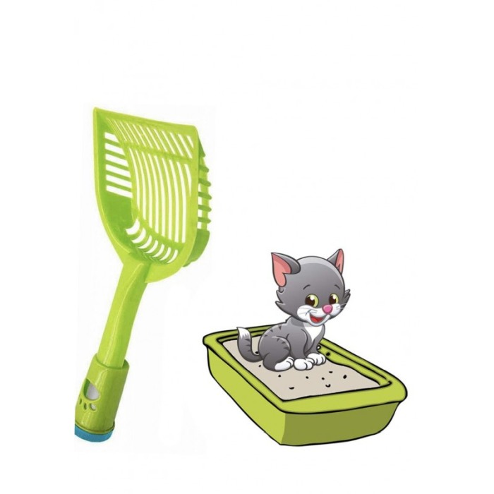 Lopatica pentru animale 2 in 1, cu suport pentru saculeti,  rola de 15 bucati inclusa,verde,doty [3]