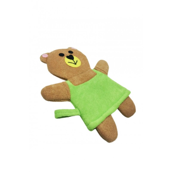 Manusa de baie BearBath, forma urs, cu agatatoare, efect exfoliant, 24x19 cm, maro/verde, Doty®️ [4]