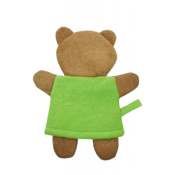 Manusa de baie BearBath, forma urs, cu agatatoare, efect exfoliant, 24x19 cm, maro/verde, Doty®️ [2]
