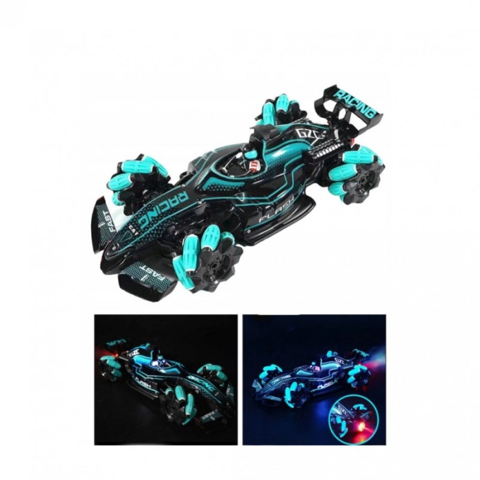 Masina de jucarie Drift Green Flash, scale 1:12, cu telecomanda, drifturi laterale, 36 cm, turcoaz/negru, Doty®️ [6]