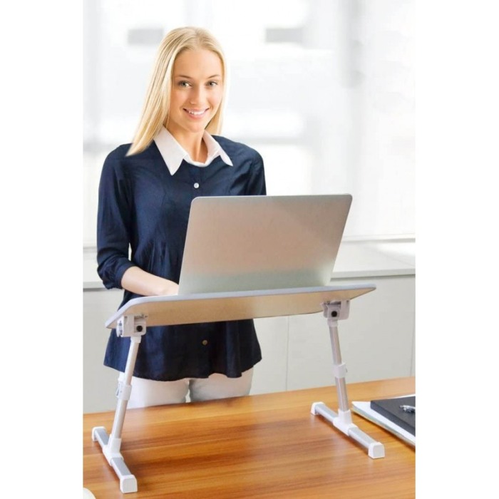 Masuta laptop, blat de lemn , reglabila pe dimensiunea dorita, 52 cm, bej , Smart Working, Doty [7]