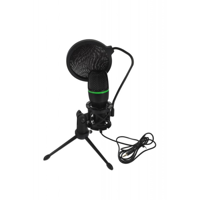 Microfon capacitiv USB PodLive Doty®,pentru streaming, cu trepied, pentru PC, sunet omnidirectional,negru/verde [8]