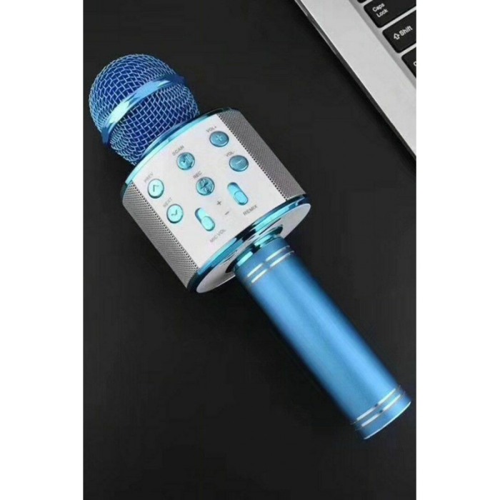 Microfon profesional de karaoke Let's sing, conexiune bluetooth 4.1, Hi-Fi ,cablu incarcare, difuzor incorporat, albastru,doty [5]