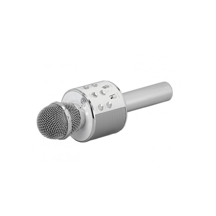 Microfon profesional de karaoke Let's sing, conexiune bluetooth 4.1, Hi-Fi ,cablu incarcare, difuzor incorporat, argintiu,doty [4]