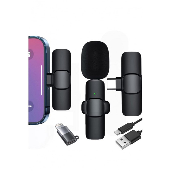 Microfon Wireless SoundON, pentru telefon, USB tip C, compatibil Android, 6 cm, negru, Doty®️ [2]