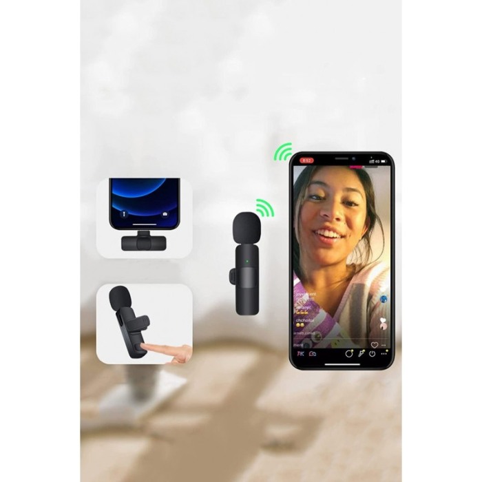 Microfon Wireless SoundON, pentru telefon, USB tip C, compatibil Android, 6 cm, negru, Doty®️ [5]