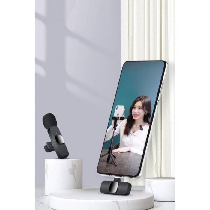 Microfon Wireless SoundON, pentru telefon, USB tip C, compatibil Android, 6 cm, negru, Doty®️ [6]