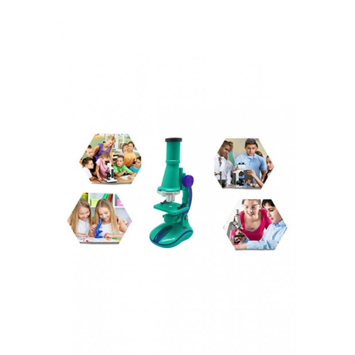 Microscop de stiinte de dezvoltare ,educativ, cu lumina LED, 100X 200X 450X Marire ,pentru copii, culoare verde [2]