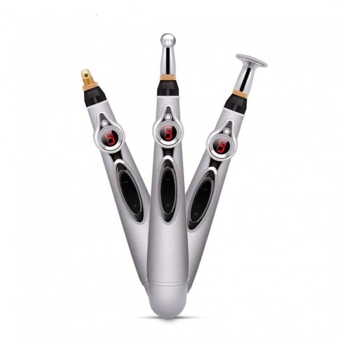 Mini aparat pentru masaj Relax Pen, imita acupunctura, cu impulsuri magnetice,9 trepte de intensitate, argintiu,18 cm [2]