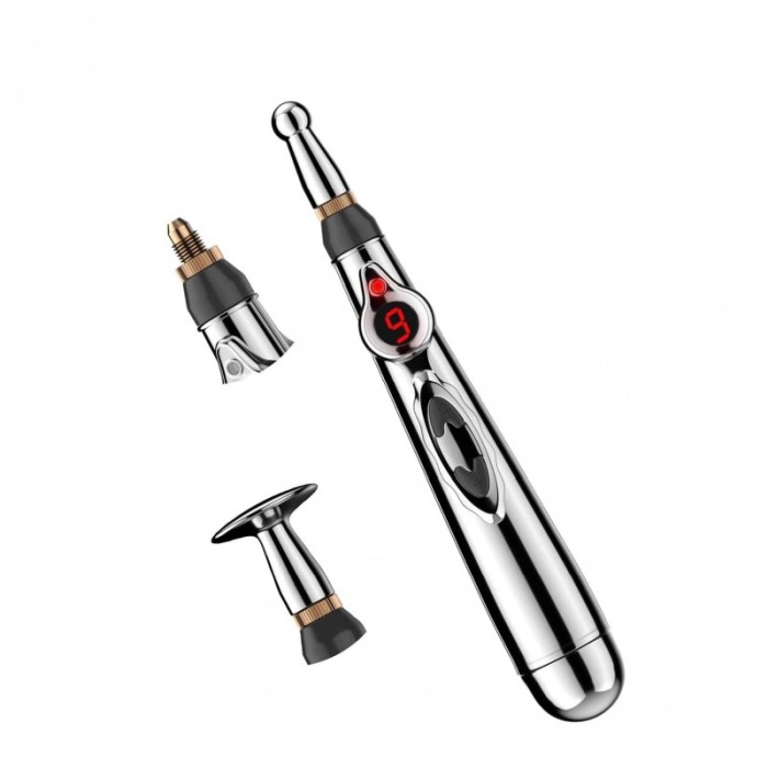 Mini aparat pentru masaj Relax Pen, imita acupunctura, cu impulsuri magnetice,9 trepte de intensitate, argintiu,18 cm [4]