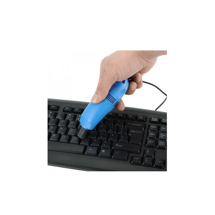 Mini aspirator USB Clean Fast, curatare tastatura sau echipamente birou, 2 capete,albastru [3]