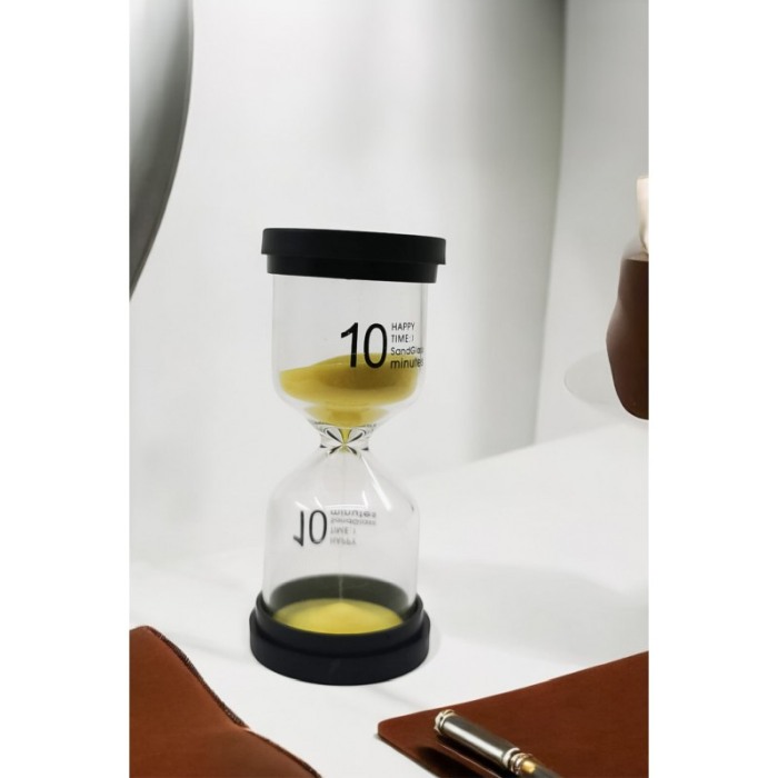 Mini clepsidra decorativa cu nisip TimesSand Doty®, durata 10 min, 10x4.5 cm, design minimalist, galben [5]