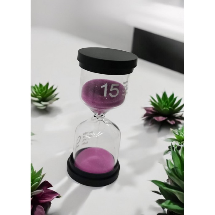 Mini clepsidra decorativa cu nisip TimesSand Doty®, durata 15 min, 10x4.5 cm, design minimalist, roz [4]