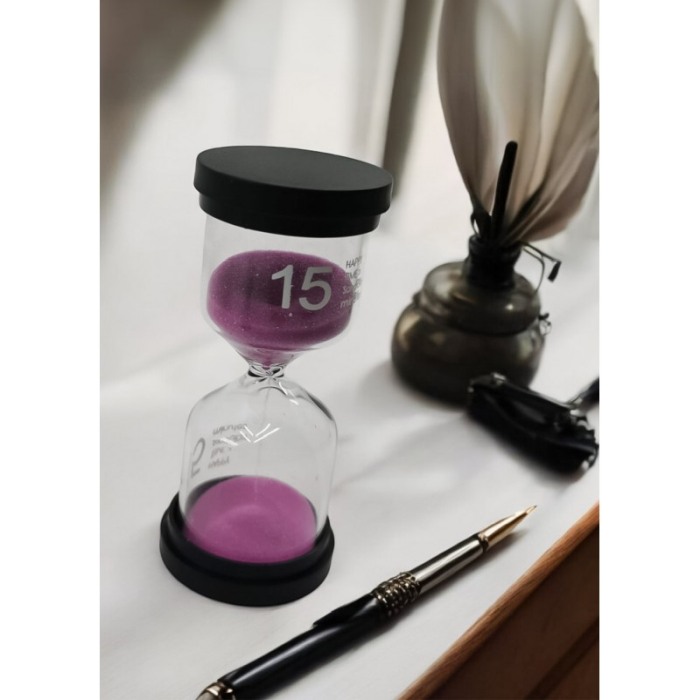 Mini clepsidra decorativa cu nisip TimesSand Doty®, durata 15 min, 10x4.5 cm, design minimalist, roz [3]