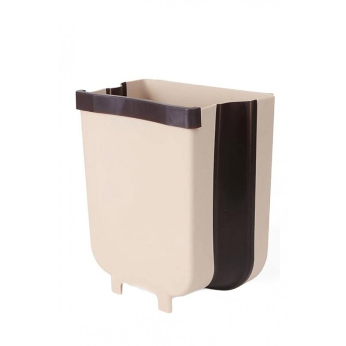 Mini Cos de gunoi Portable TrashCan Doty.ro®, suspendat, Pliabil, 4 L capacitate, 17x13 cm, maro [7]