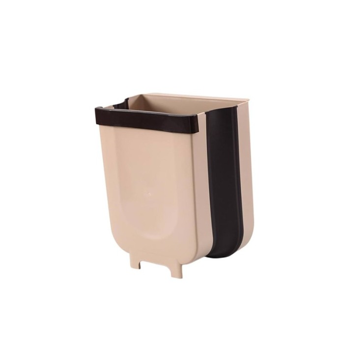 Mini Cos de gunoi Portable TrashCan Doty.ro®, suspendat, Pliabil, 4 L capacitate, 17x13 cm, maro [5]