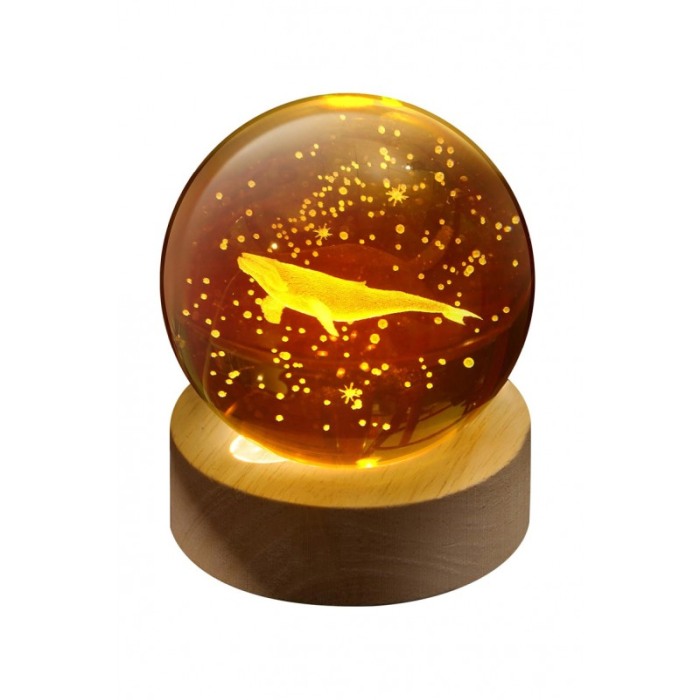 Mini glob decorativ din sticla BlueWhale Doty®, iluminat, design creativ, USB inclus, baza din lemn, 9 cm [2]