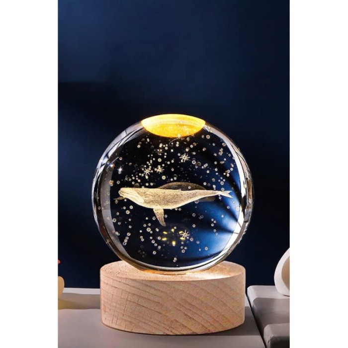 Mini glob decorativ din sticla BlueWhale Doty®, iluminat, design creativ, USB inclus, baza din lemn, 9 cm [4]