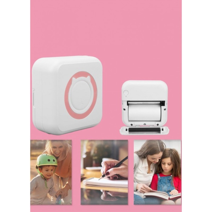 Mini imprimanta JustPrint, portabila, termica, conectare prin bluetooth, alb/roz, Doty® [7]