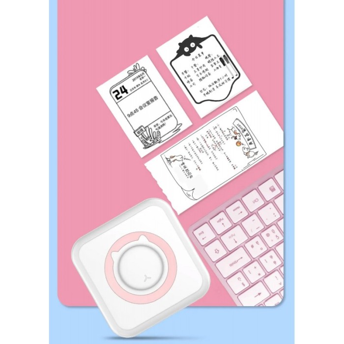Mini imprimanta JustPrint, portabila, termica, conectare prin bluetooth, alb/roz, Doty® [8]