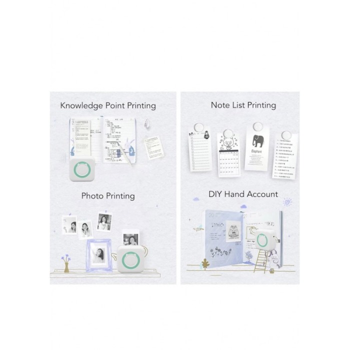 Mini imprimanta JustPrint, portabila, termica, conectare prin bluetooth, alb/verde, Doty® [3]