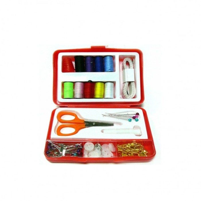 Mini kit de cusut Stitches, 112 accesorii incluse, portabil, ace cu autofiletare, 12x8 cm , rosu [3]
