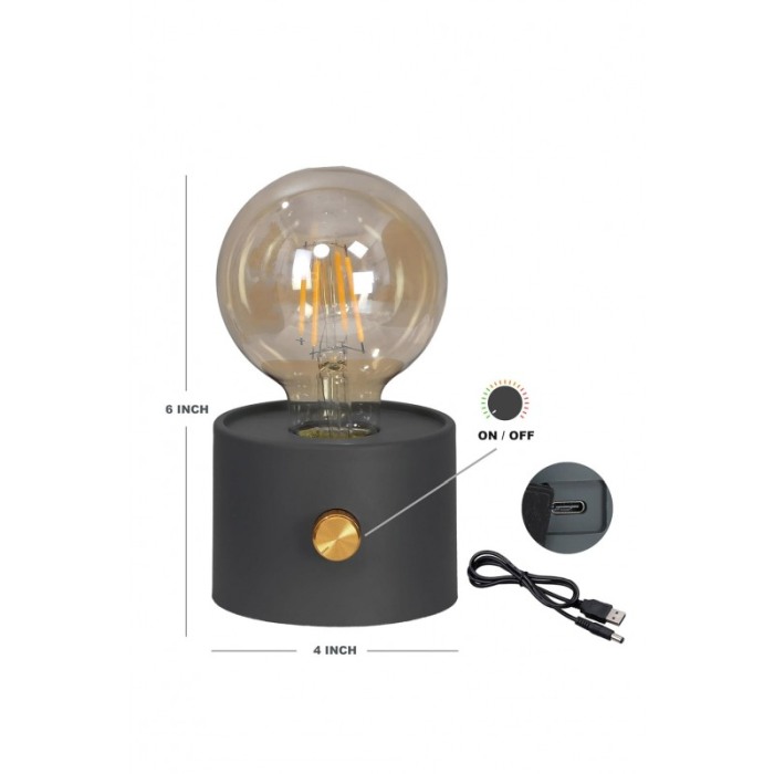 Mini lampa de masa ModishLight Doty®, lumina calda, cu baterii, 15x9 cm, 0.8W, 120lm, negru [2]
