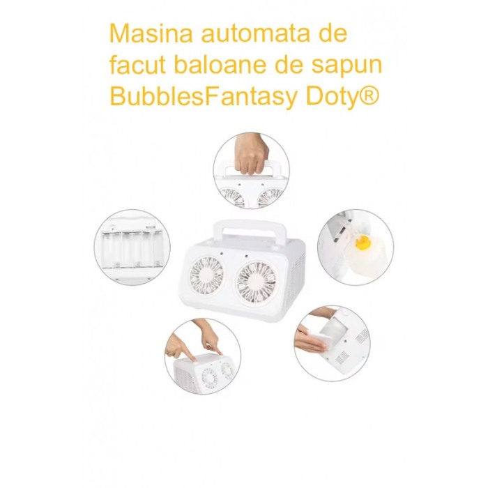 Mini Masina automata de facut baloane de sapun BubblesFantasy Doty®, cu baterii, 20000+ baloane de sapun/min, alb [4]