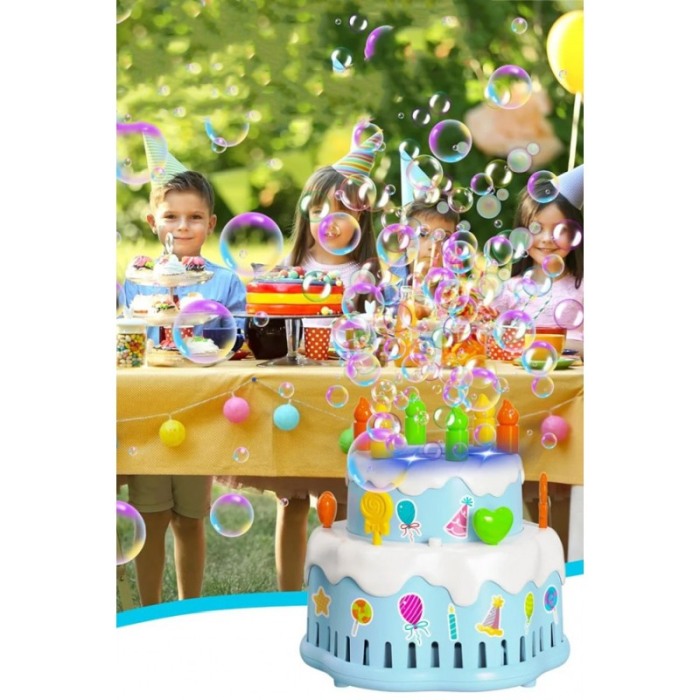 Mini Masina automata de facut baloane de sapun BubblesFizz Cake Doty®, efecte sonore, 11x11 cm, 70 ml solutie inclusa, babyblue [5]