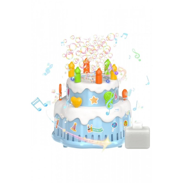 Mini Masina automata de facut baloane de sapun BubblesFizz Cake Doty®, efecte sonore, 11x11 cm, 70 ml solutie inclusa, babyblue [2]