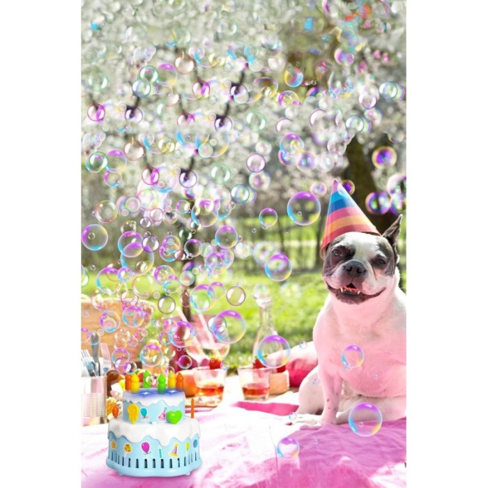 Mini Masina automata de facut baloane de sapun BubblesFizz Cake Doty®, efecte sonore, 11x11 cm, 70 ml solutie inclusa, babyblue [4]