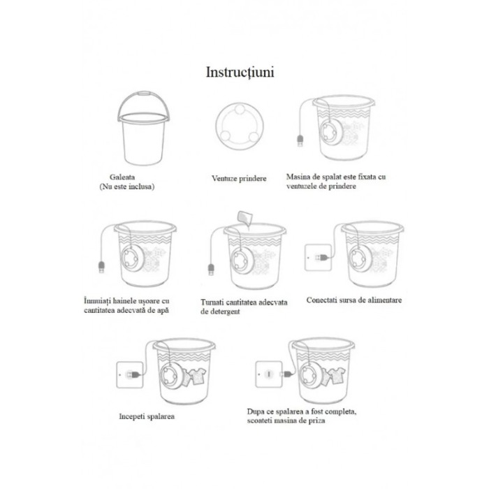 Mini masina de spalat SmartWashing Machine, pentru haine sau vesela, conectare USB, 9x5 cm, alb, Doty®️ [9]
