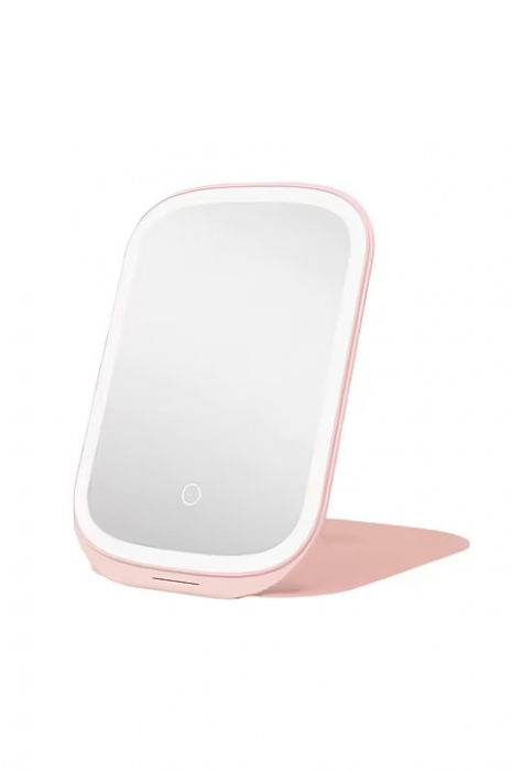 Mini Oglinda Cosmetica Portabila AllTime Espejo Doty®, iluminare LED, 3 tipuri de lumina, USB inclus, 20x13 cm, practica si usor de transportat, design minimalist si elegant, roz pudra [1]