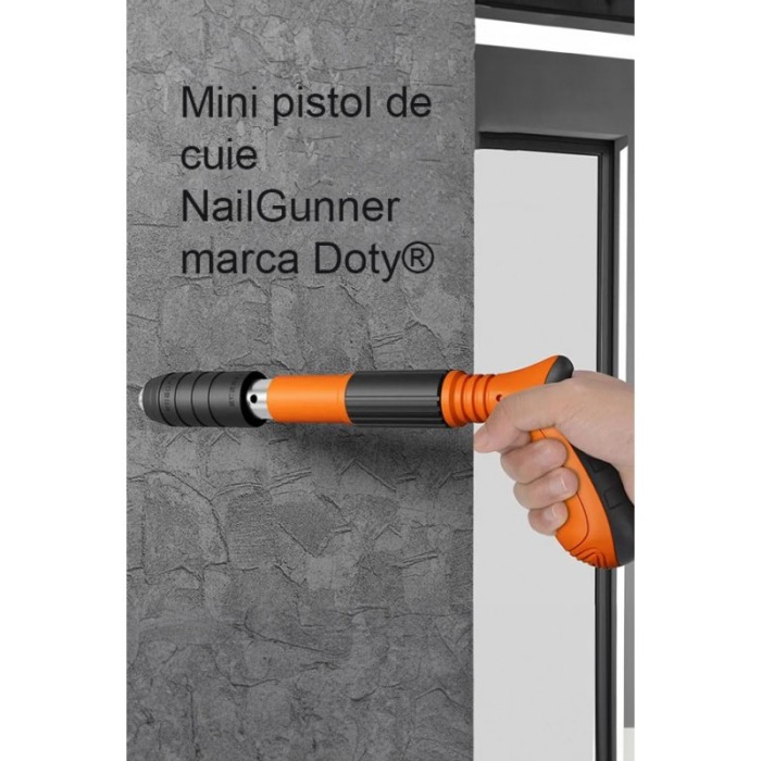 Mini Pistol manual pentru fixarea cuielor Nail Gunner Doty®, 30 cm, calibru 7.3 cm, pneumatic, portocaliu [4]