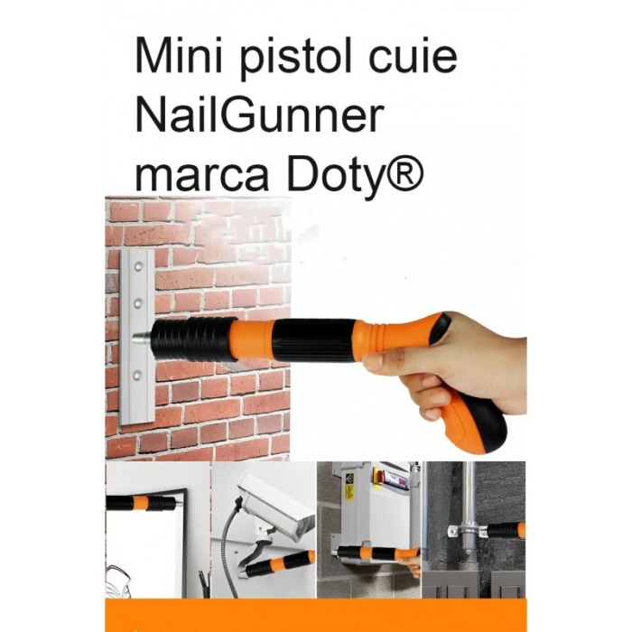 Mini Pistol manual pentru fixarea cuielor Nail Gunner Doty®, 30 cm, calibru 7.3 cm, pneumatic, portocaliu [6]