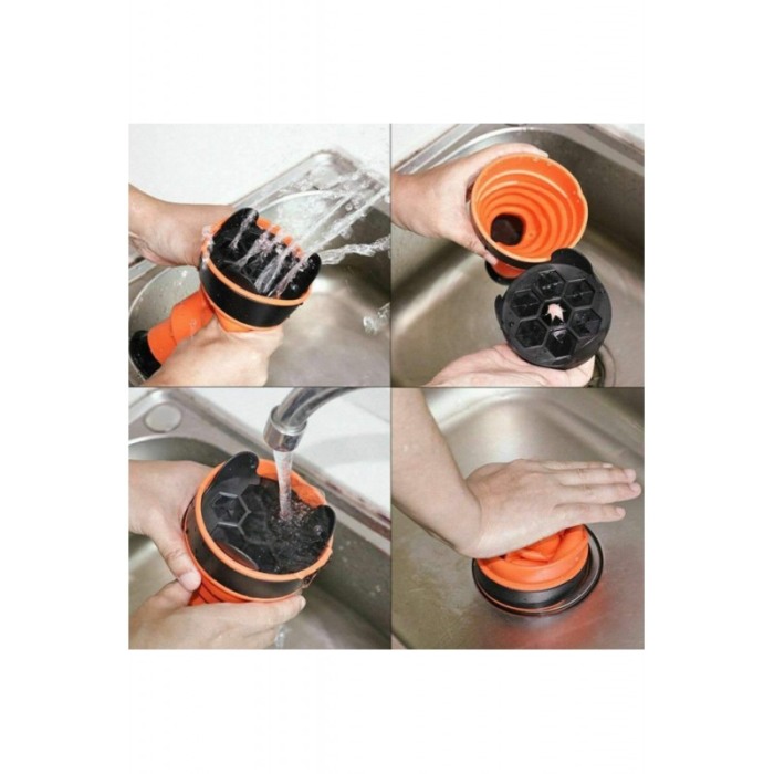 Mini pompa de desfundat scurgerile ClogBuster Doty®, sistem manual, polipropilena si silicon, portocaliu, 18x10 cm [2]