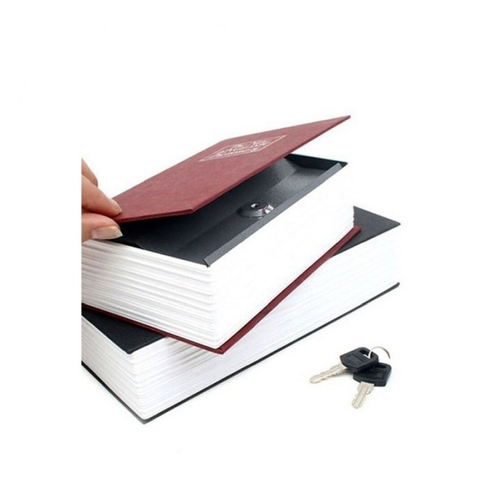 Mini seif BookValue, forma de carte , cu cheita, sigur, design realist, 18x12 cm , bordo [3]