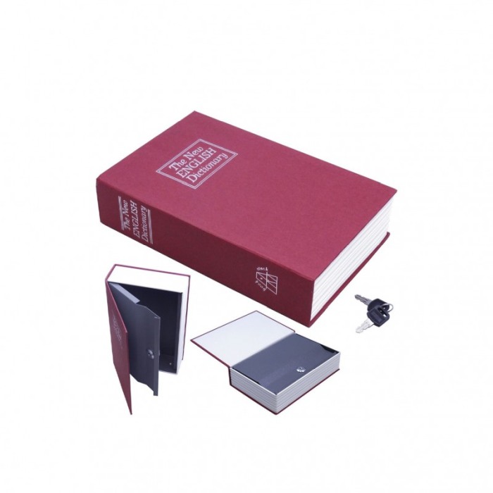 Mini seif BookValue, forma de carte , cu cheita, sigur, design realist, 18x12 cm , bordo [4]
