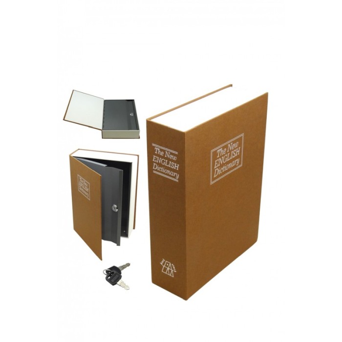 Mini seif BookValue, forma de carte , cu cheita, sigur, design realist, 18x12 cm , maro [3]