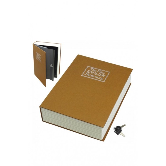 Mini seif BookValue, forma de carte , cu cheita, sigur, design realist, 18x12 cm , maro [2]