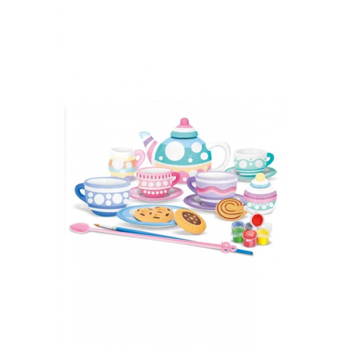 Mini Set pentru servire ceai de pictat pentru copii TeaTime ceramica, 21 accesorii, educativ, interactiv, multicolor, Doty® [2]