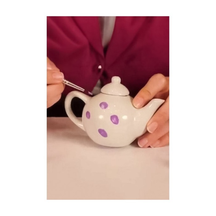 Mini Set pentru servire ceai de pictat pentru copii TeaTime ceramica, 21 accesorii, educativ, interactiv, multicolor, Doty® [3]