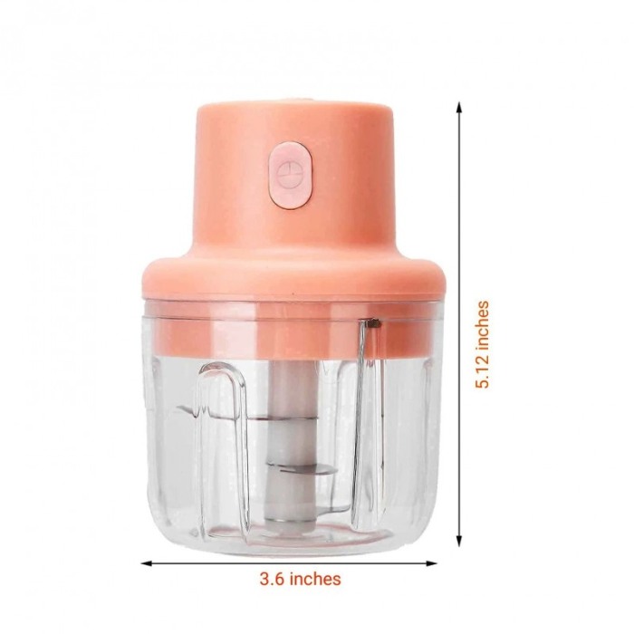 Mini tocator electric PinkChopper, pentru usturoi si alte alimente, USB inclus, 3 lame, 250 ml, roz, Doty® [7]