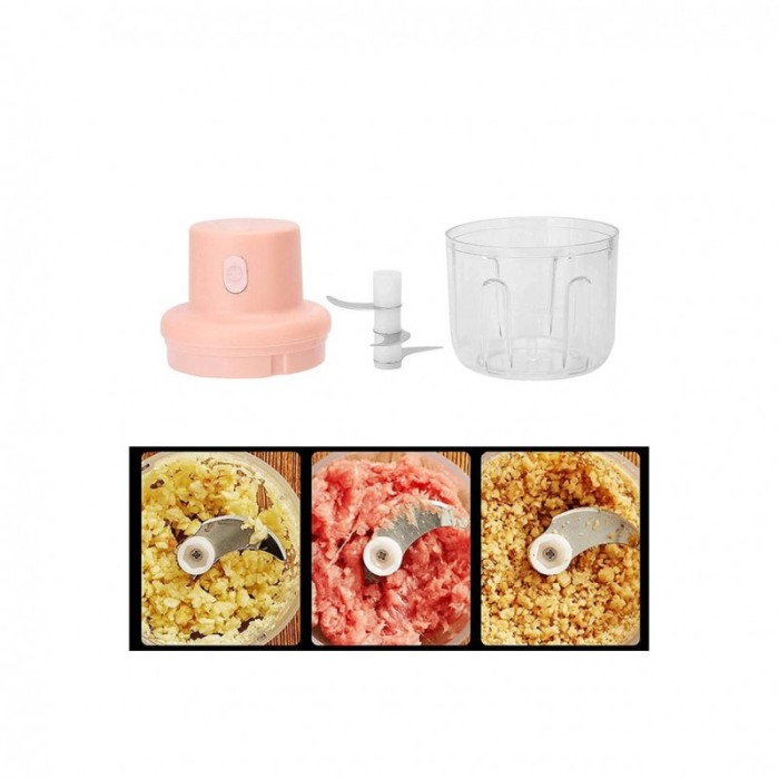 Mini tocator electric PinkChopper, pentru usturoi si alte alimente, USB inclus, 3 lame, 250 ml, roz, Doty® [4]