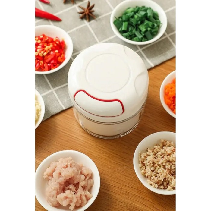 Mini tocator manual Chopped&Eat, pentru fructe si legume, design minimalist, 170 ml, 9x7 cm, alb, Doty®️ [4]