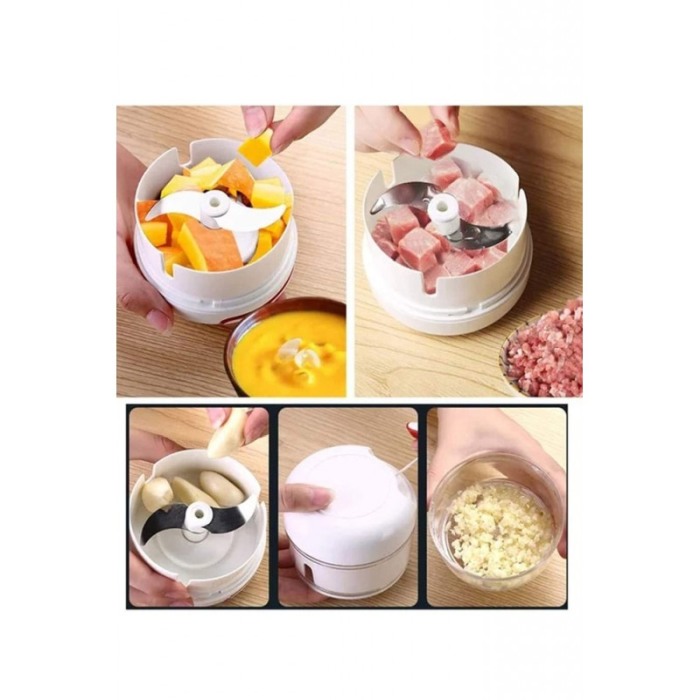 Mini tocator manual Chopped&Eat, pentru fructe si legume, design minimalist, 170 ml, 9x7 cm, alb, Doty®️ [6]